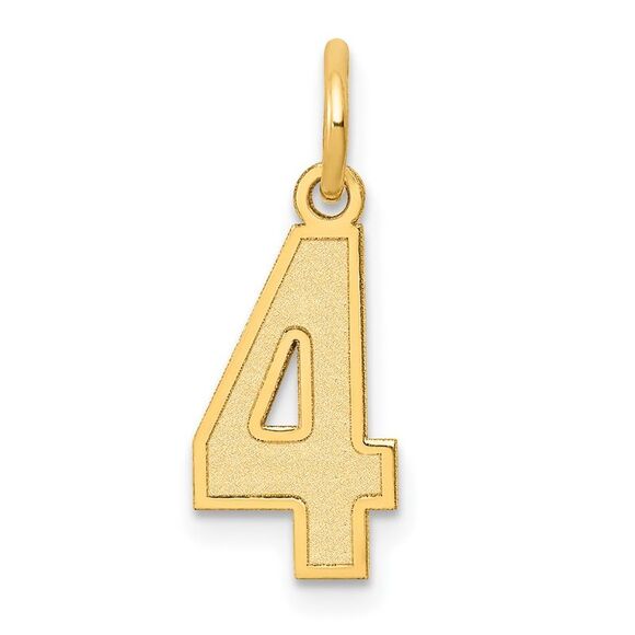 14k Yellow Gold, Jersey Collection, Small Number 4 Pendant - Picture 1 of 5